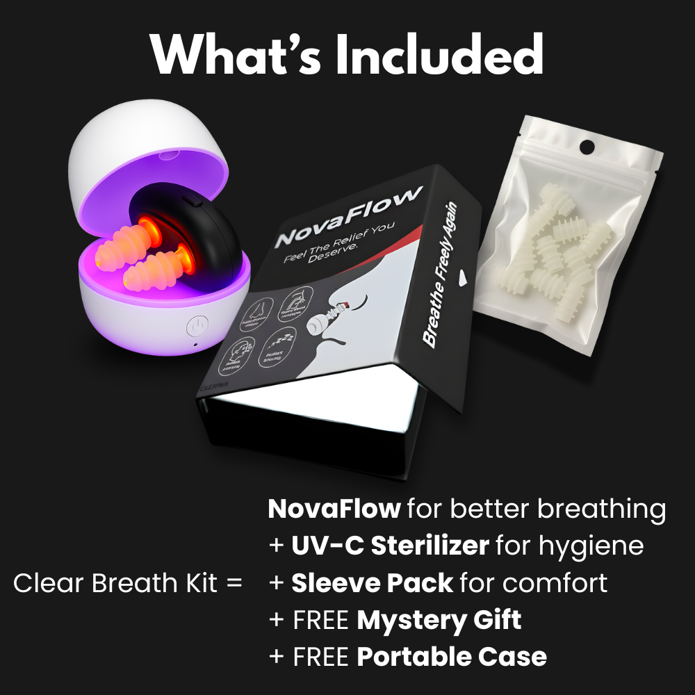 NovaFlow with UV sterilizer and 6 extra silicone sleeves: Your essentials for clean sessions every time.